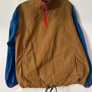 Tory Burch Blue and Brown  Colorblock Nylon Half-zip Jacket